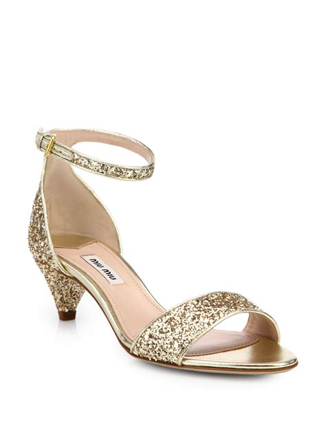 miu miu metallic kitten heels